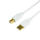 USB 2.0 Verbindungskabel, USB-A Stecker auf USB-B Stecker, 2m, wei&szlig;