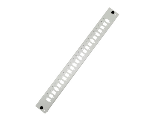 1HE Frontblende f&uuml;r 19" Splei&szlig;box RAL7035, lichtgrau 24x SC Simplex, LC Duplex, E2000 Simplex, LSH Simplex