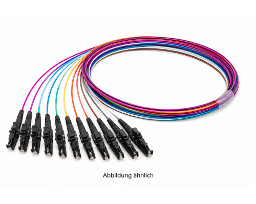E2000 Stecker Faserpigtail 12er Set, farbige Pigtails OM4 farbig L&auml;nge 2m,