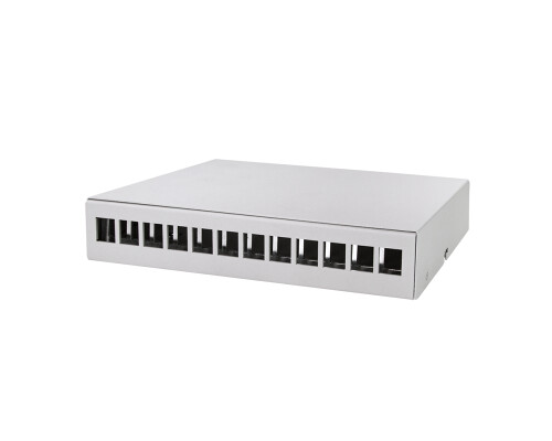 Konsolidierungspunkt-Geh&auml;use 12-Port &ndash; Tisch, Wand oder Hutschiene, lichtgrau RAL 7035
