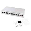 Konsolidierungspunkt-Geh&auml;use 12-Port &ndash; Tisch, Wand oder Hutschiene, lichtgrau RAL 7035