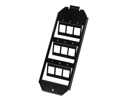 Bodentankeinsatz f&uuml;r 9 Ports &ndash; 3&times;3 Keystone Module, Schwarz RAL 9005