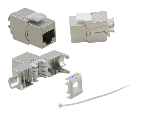 Keystone Jack, Super slim, Cat 6a (Module) 500 MHz STP Toolless 180&deg;, Zertifizierung: GHMT