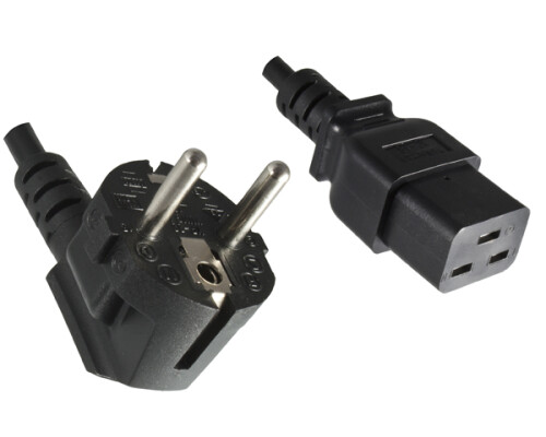 Netzkabel YP-22/YC-18, 1mm_, VDE, 1,8m Schuko CEE 7/7/IEC 60320-C19, schwarz