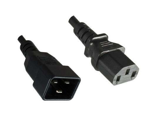 Kaltger&auml;tekabel YP-33/YC-12, 1mm_, VDE, 5m IEC 60320-C13/C20, Verl&auml;ngerung, schwarz