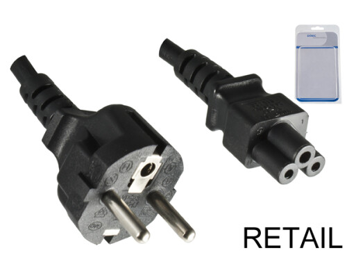 DINIC Netzkabel YP-23/YC-14, 0,75mm_, VDE, 1,8m Schuko CEE 7/7/IEC 60320-C5, schwarz