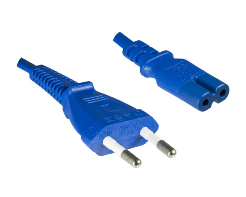 Netzkabel YP-21A/YC-13, 0,75mm_, VDE, 1,8m Eurostecker/IEC 60320-C7, blau