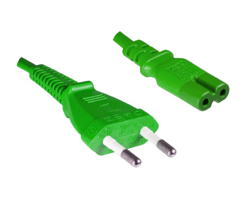 Netzkabel YP-21A/YC-13, 0,75mm_, VDE, 1,8m Eurostecker/IEC 60320-C7, gr&uuml;n