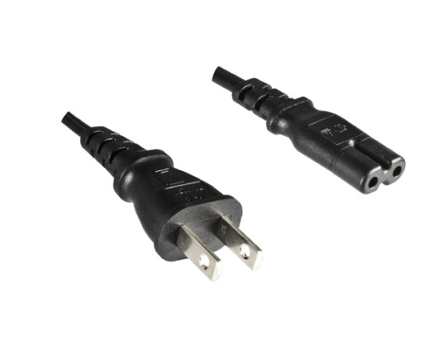 Netzkabel Japan YP-13/YC-13, 0,75mm_, VFF, 1,8m JPN 2pin/IEC 60320-C7, JET, PSE, schwarz