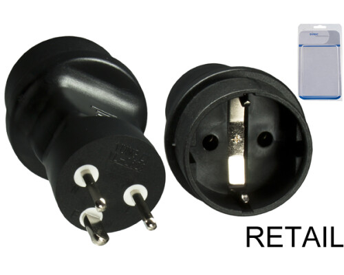 DINIC Reisestecker D&auml;nemark YL-2623 DK 3pin St./Schuko CEE 7/7 Bu.