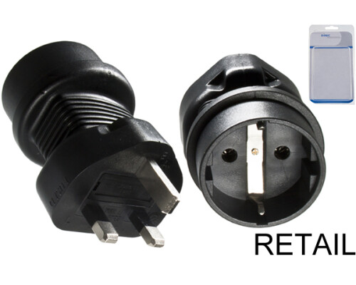 DINIC Reisestecker England UK  YL-6023 GB BS1363 5A St./Schuko CEE/7 Bu.