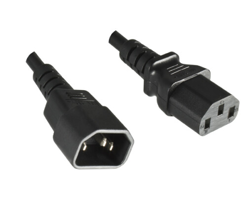 Kaltger&auml;tekabel YP-32/YC-12, 0,75mm_, VDE, 0,75m IEC 60320-C13/C14, Verl&auml;ngerung, schwarz