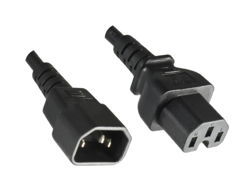 Warmger&auml;tekabel YP-32/YC-20, 0,75mm_, VDE, 2m IEC 60320-C14/C15, Verl&auml;ngerung, schwarz