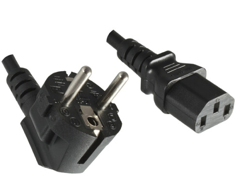 Netzkabel YP-22/YC-12, 1mm_, VDE, 5m Schuko CEE 7/7 90&deg;/IEC 60320-C13, schwarz