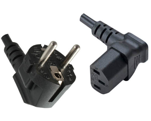 Netzkabel YP-22/YC-12L-3, 0,75mm_, VDE, 1,8m Schuko CEE 7/7 90&deg;/IEC 60320-C13 90&deg;, schwarz