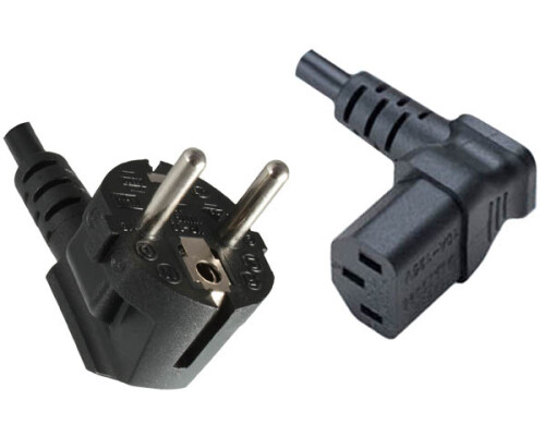 Netzkabel YP-22/YC-12L-2, 0,75mm_, VDE, 1,8m Schuko CEE 7/7 90&deg;/IEC 60320-C13 90&deg;, schwarz