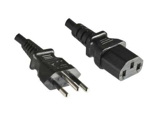 Netzkabel Brasilien YP-04/YC-12, 0,75mm_, 1,8m BRA 3pin NBR 14136/IEC 60320-C13, INMETRO, schwarz