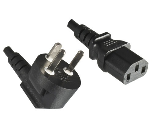 Netzkabel D&auml;nemark YP-26/YC-12, 1mm_, 3m DNK Dpin 90&deg;/IEC 60320-C13, DEMKO, schwarz