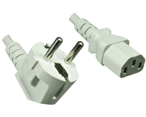 Netzkabel YP-22/YC-12, 0,75mm_, VDE, 1,8m Schuko CEE 7/7 90&deg;/IEC 60320-C13, grau