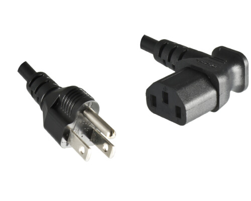 Netzkabel Japan YP-12/YC-12L, 0,75mm_,VCTF, 1,8m JPN 3pin/IEC 60320-C13 90&deg;, JET, PSE, schwarz