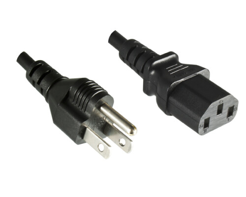Netzkabel Amerika USA YP-12/YC-12, AWG18, 3m USA NEMA 5-15P/IEC 60320-C13, SJT, UL, CSA